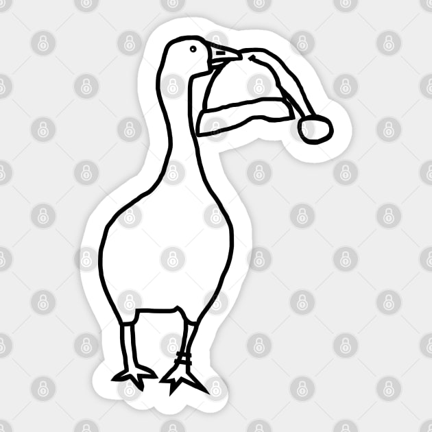 Gaming Goose Steals Christmas Santa Hat Line Drawing Sticker by ellenhenryart